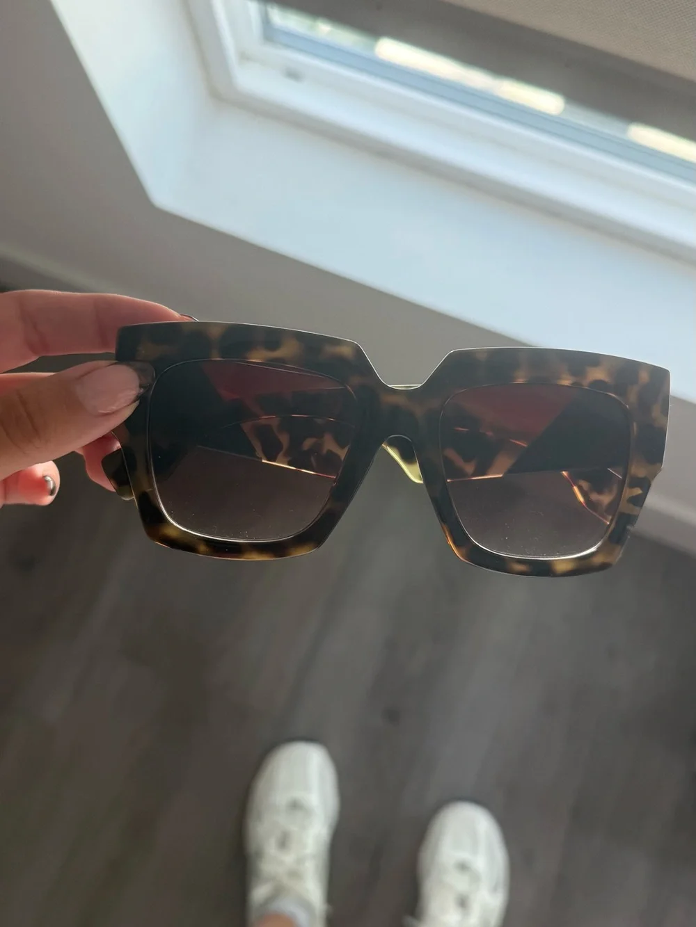 Square Sunglasses in Tortoise with Orange Accent